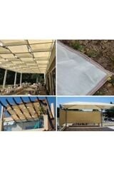 --KREM--2x28mt Gölgelik File %95 Lik Gölgelik Kumaş Kolonlu Kuş Gözlü Çit Brandası
