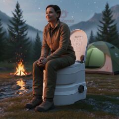 Camptime Pilli Portatif Tuvalet - 24 LT Atık Haznesi - 250 KG Kapasite