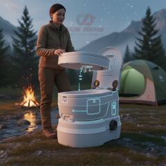 Camptime Pilli Portatif Tuvalet - 24 LT Atık Haznesi - 250 KG Kapasite