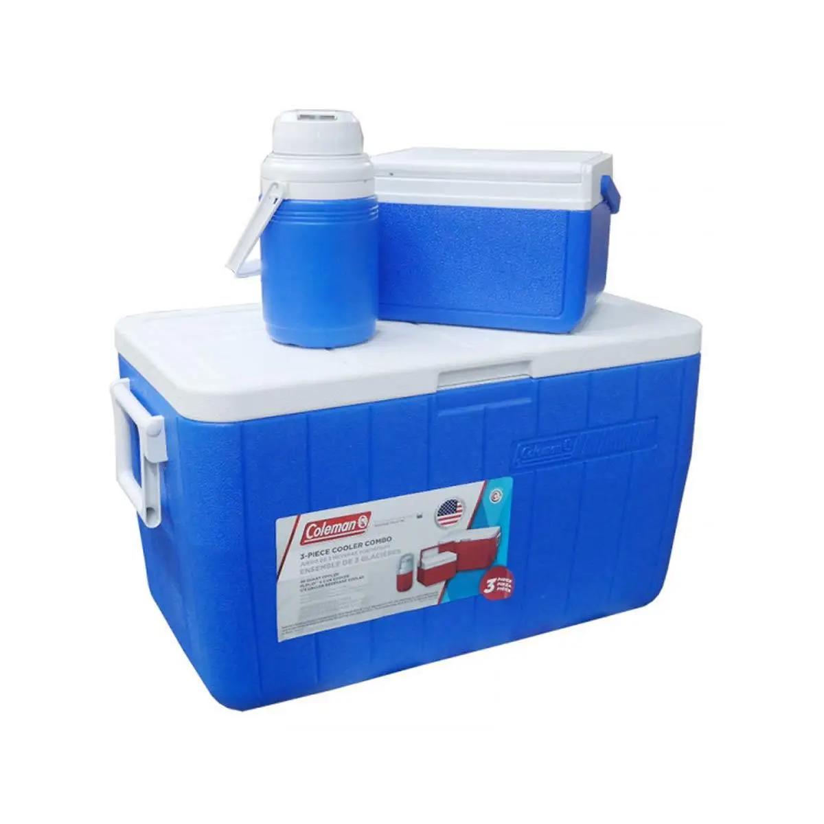 Coleman 3-Piece Cooler Combo 48 QT 45.4 Lt BL Combo 5 QT 3 Gal. C002 Buzluk Set - MAVİ